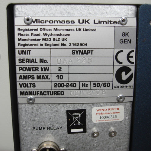 WATERS SYNAPT High Definition Mass Spectrometer Manufactured 2008