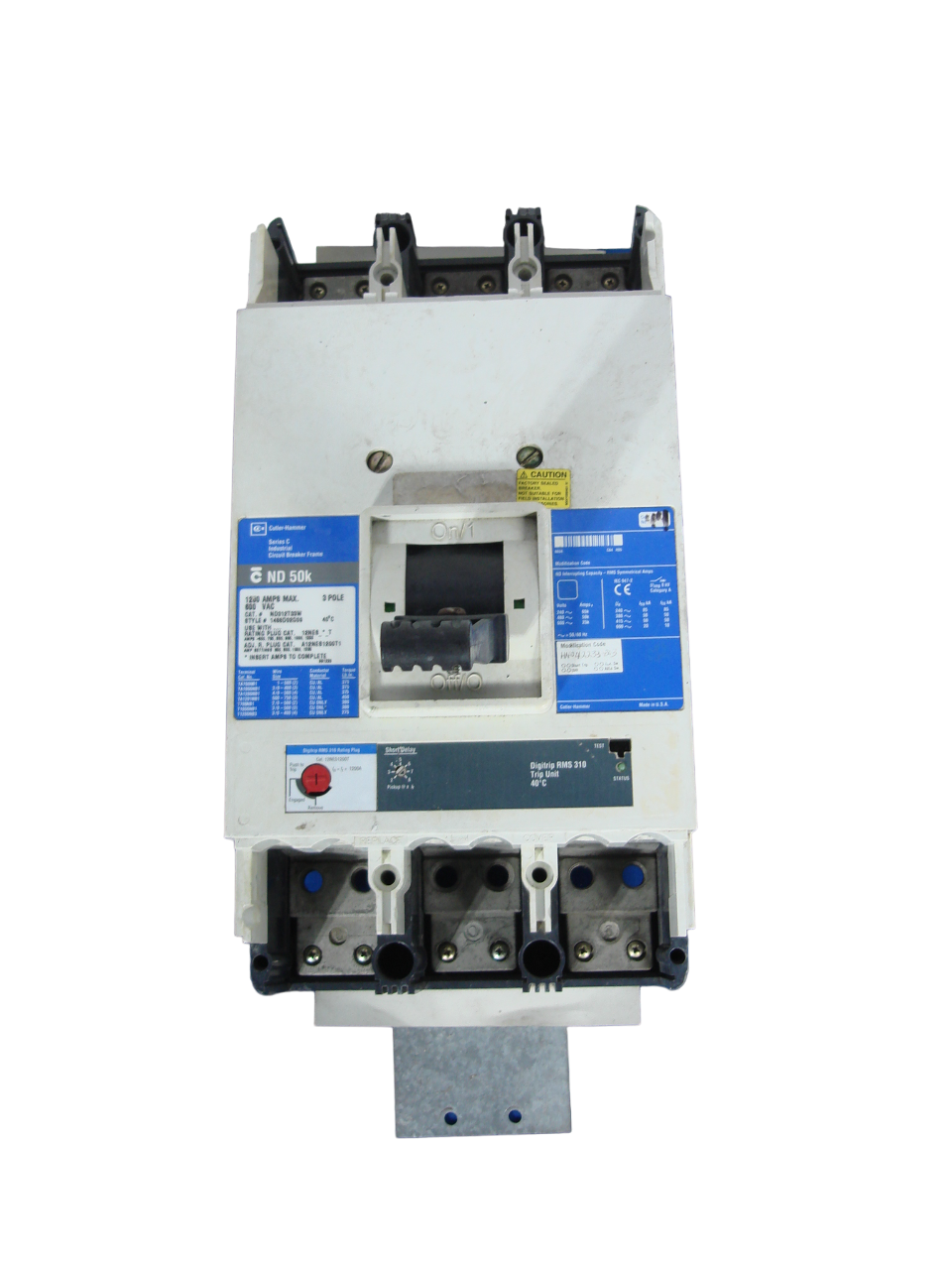 Eaton Cutler Hammer CND50K 1200A 600VAC 3 Pole ND312T33W 1488D02G09