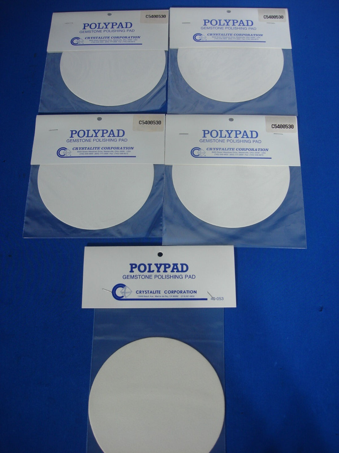 Crystalite Polypads Lot of 5 Gemstone Polishing Pads C5400530 40-053