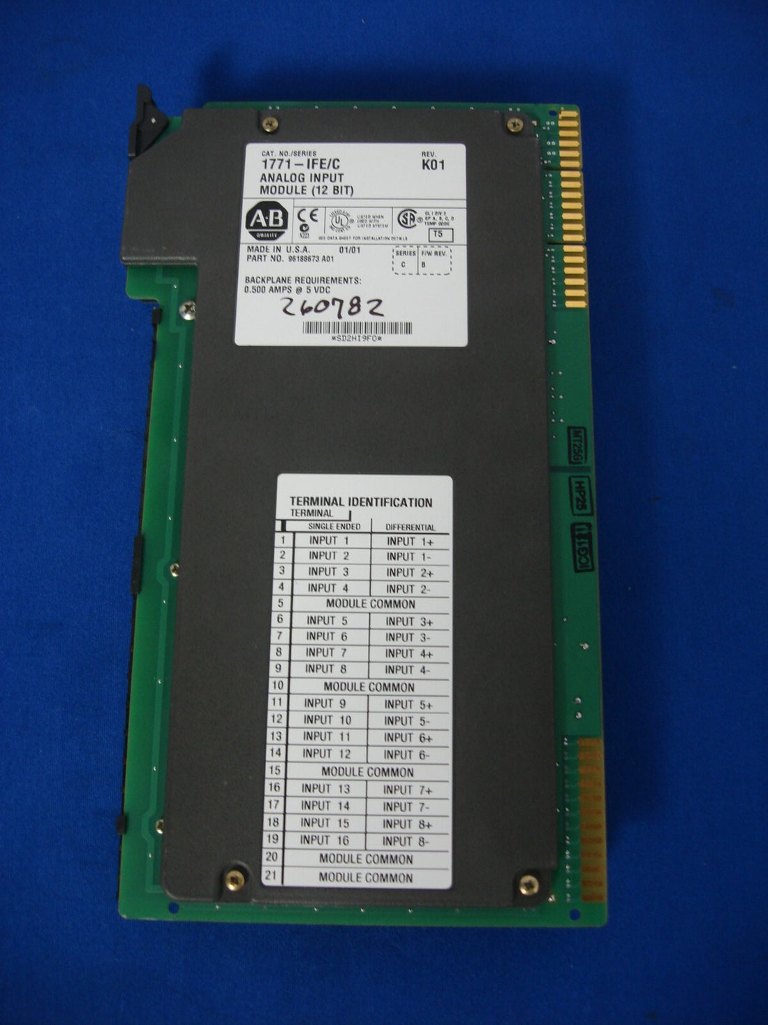 Allen-Bradley 1771-IFE C Analog Input Module 12 BIT SERIES C REV B 96188673 K01