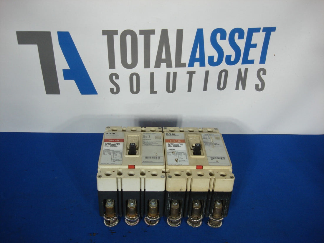 Lot of 2 Eaton EHD3050 EHD 14K 50 Amp 3 Pole Industrial Circuit Breakers