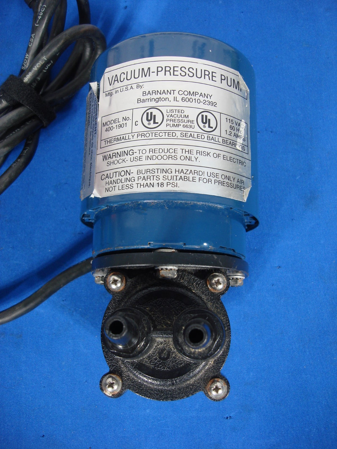 Barnant Company 400-1901 Vacuum Pressure Pump 115VA 60Hz 1.2A 1PH 0.02 HP