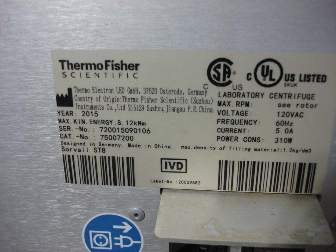 Thermo Scientific Sorvall ST8 Centrifuge with 75005701 Rotor