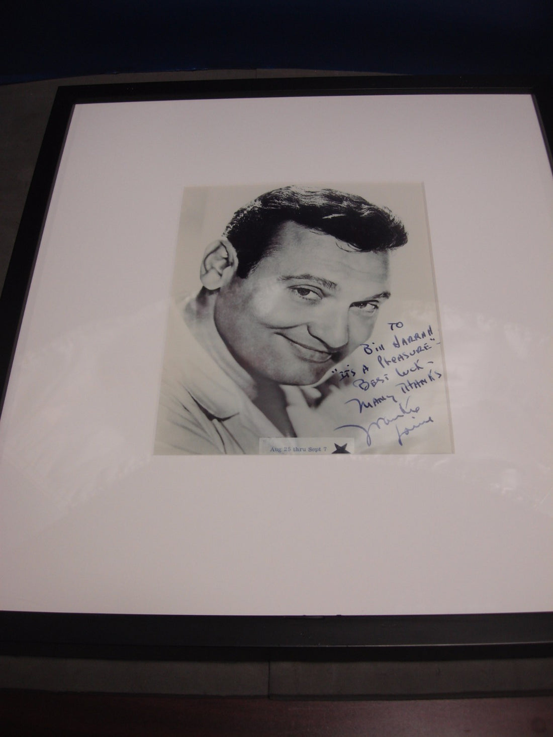 VERY RARE ORIGINAL FRANKIE LAINE SIGNED AUTOGRAPHED PHOTOGRAPH TO BILL HARRAH