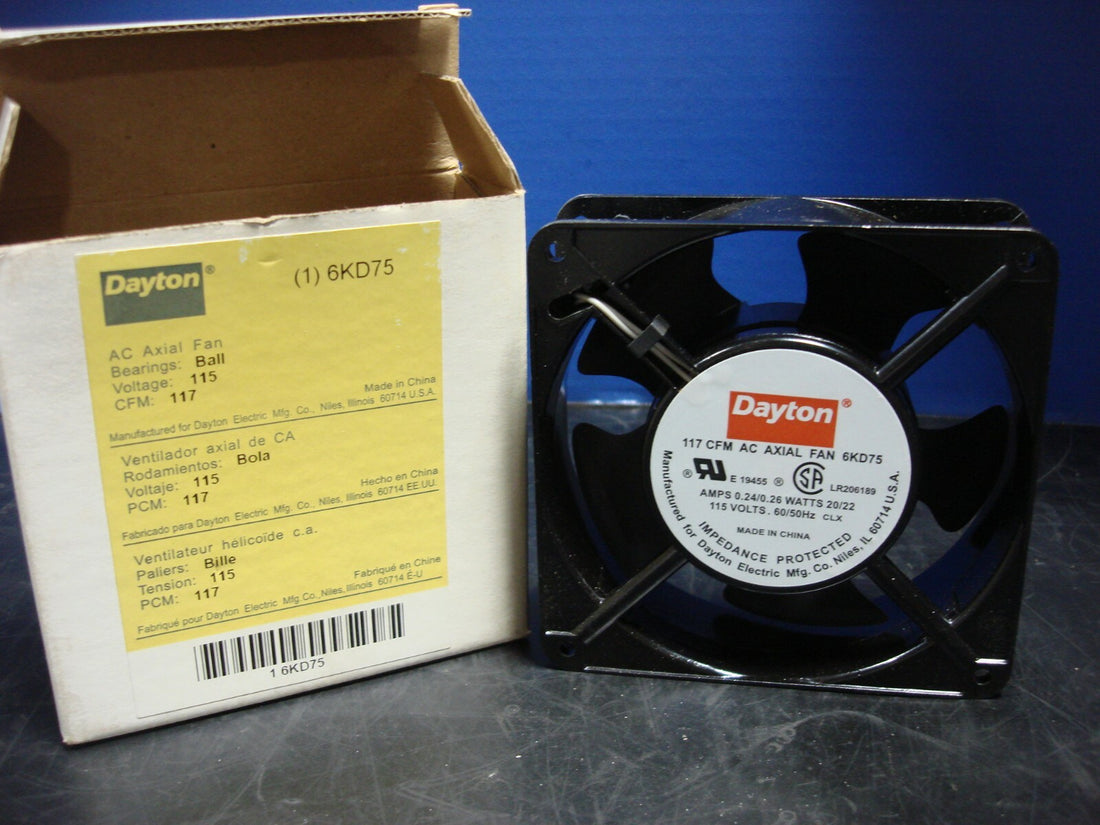 New Unused DAYTON 6KD75 AC Axial Fan 117CFM 115V