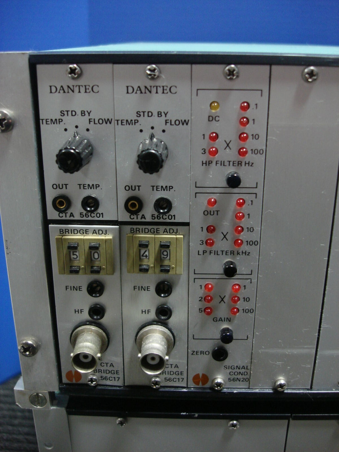 DANTEC ANEMOMETER PROCESSOR 56C01 56C17 56N20 TYPE 55 N 11 12 L 91 96 97 LDA