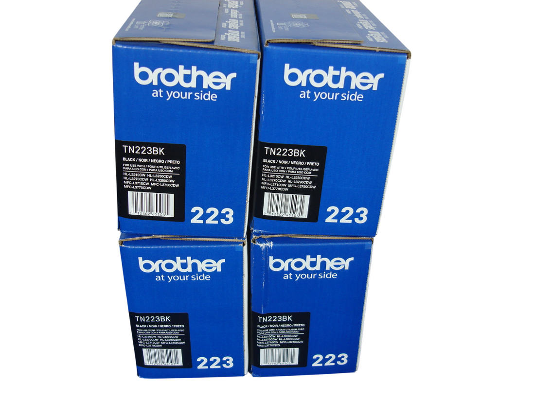 Lot of 4 Genuine Brother 223 Black Toners TN223BK