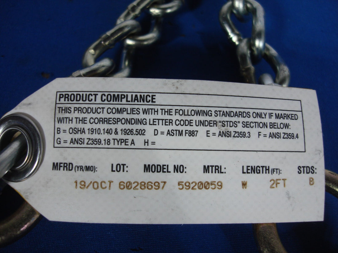 3M DBI-SALA 5920059 2 ft Swiveling Chain Rebar/Positioning Lanyard