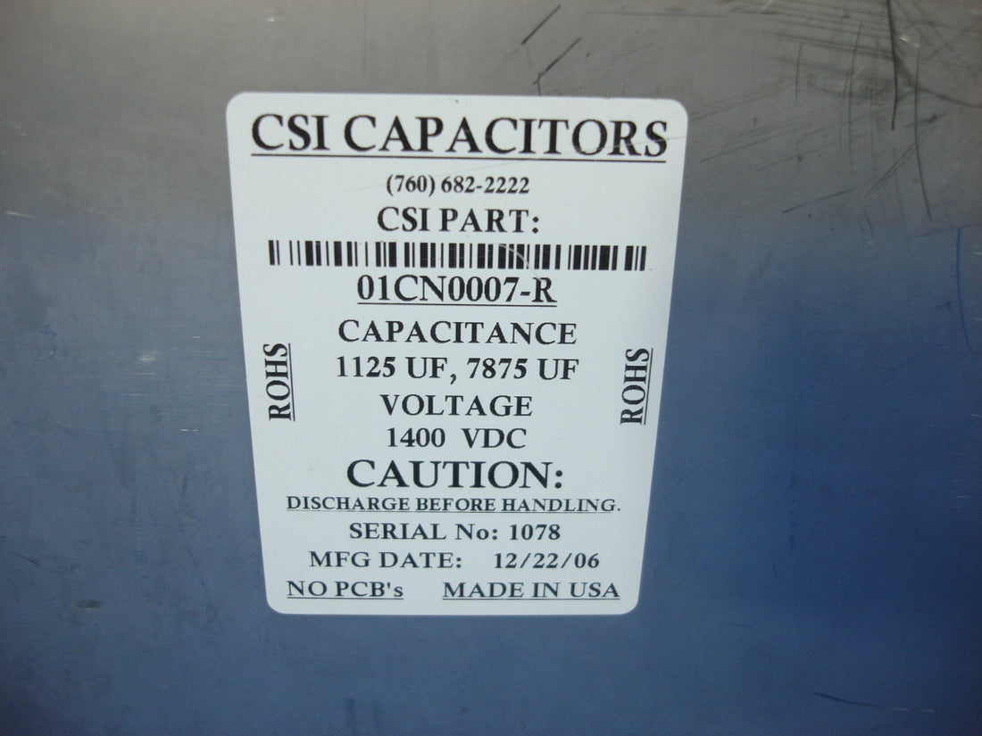 Candela GentleMax Part High Voltage Capacitor 1510-00-7010 GMAX 01CN0007F 1400V