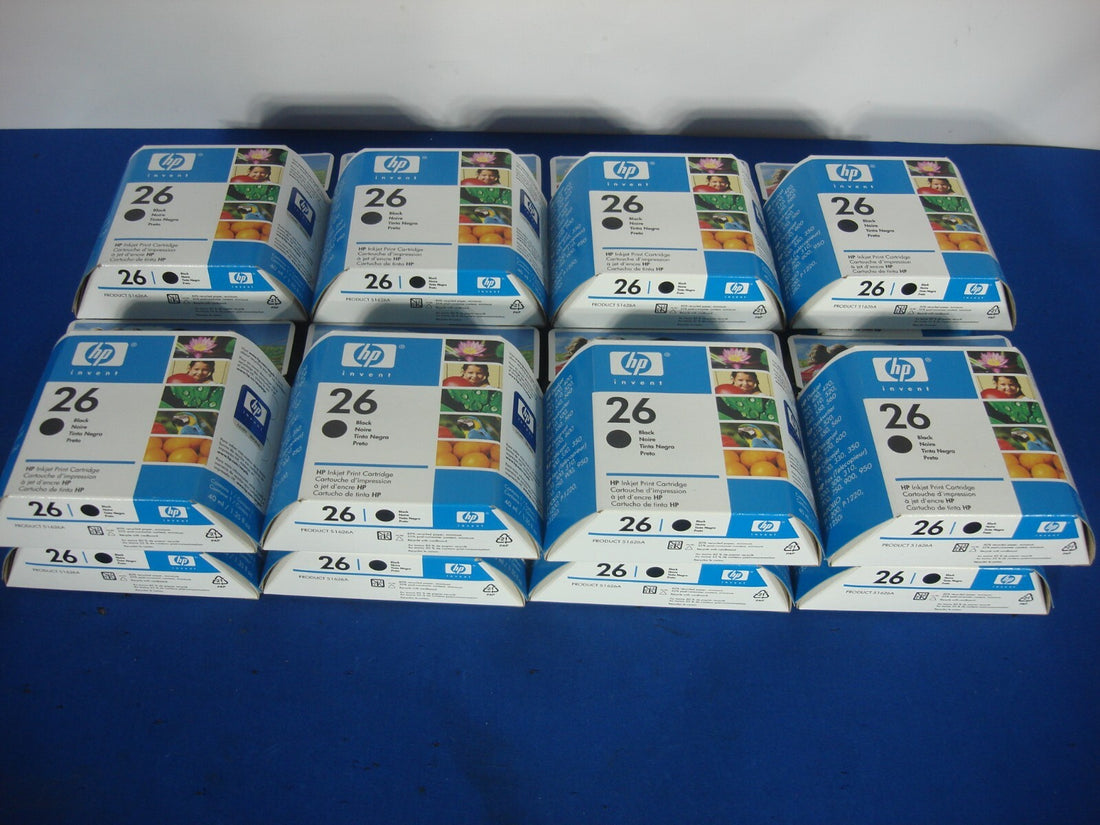 Lot of 16 Genuine OEM HP 26 Sealed Black Inkjet Ink Cartridges 51626A 2008