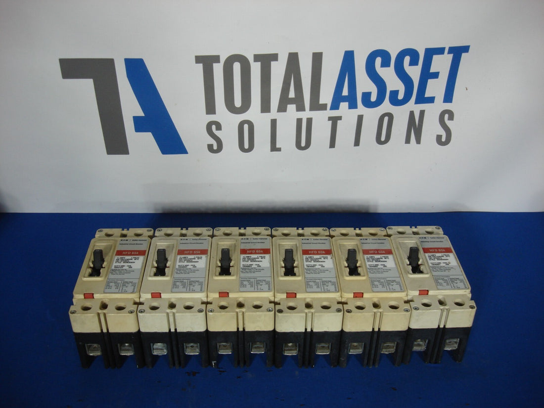 Lot of 6 Eaton HFD2015 HFD 65K 15 Amp 2 Pole Industrial Circuit Breakers