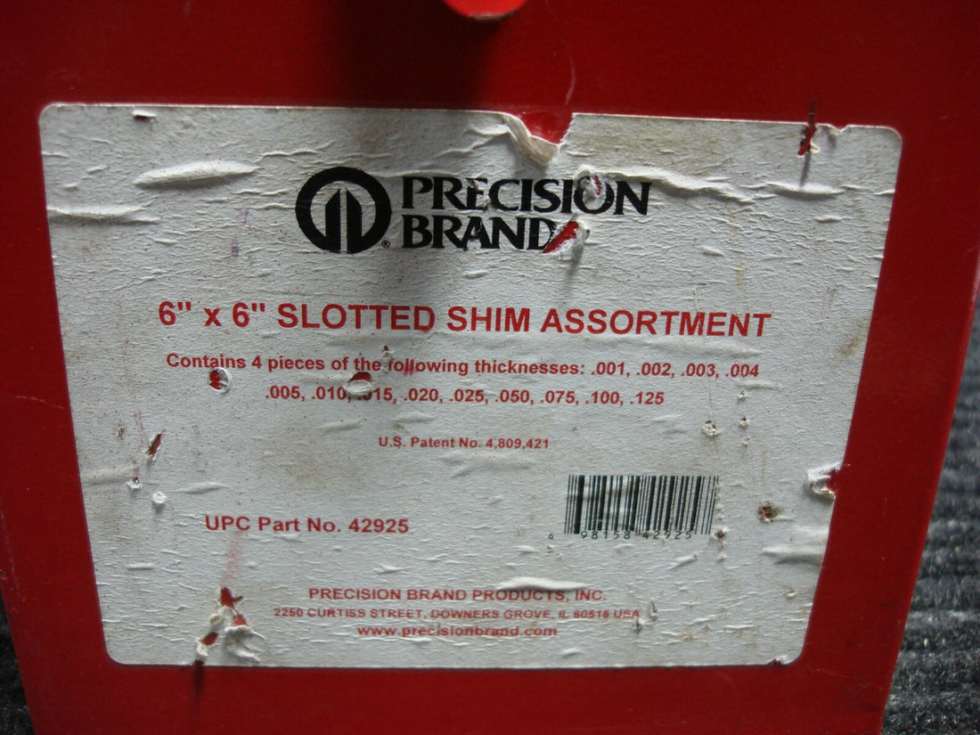 Precision Brand 6" X 6" Slotted Shim Assortment 42925 70 Pieces Stainless Steel