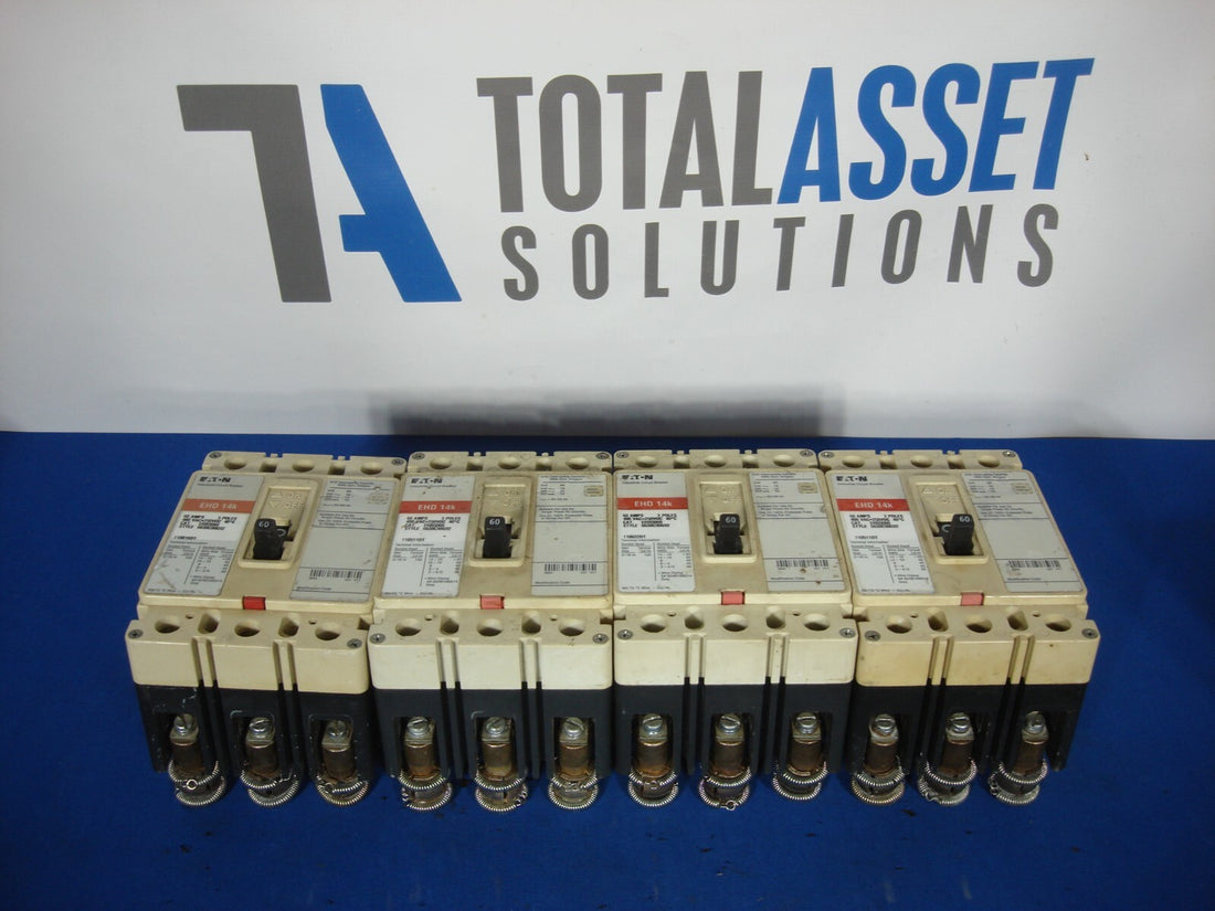 Lot of 4 Eaton EHD3060 EHD 14K 60 Amp 3 Pole Industrial Circuit Breakers
