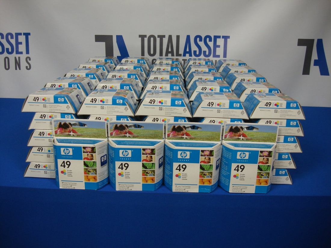 NEW HUGE LOT OF 129 GENUINE OEM HP 49 SEALED COLOR INKJET INK CARTRIDGES 51649A