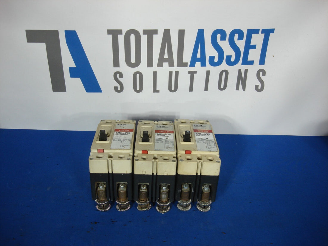 Lot of 3 Eaton EHD2030 EHD 14K 30 Amp 2 Pole Industrial Circuit Breakers