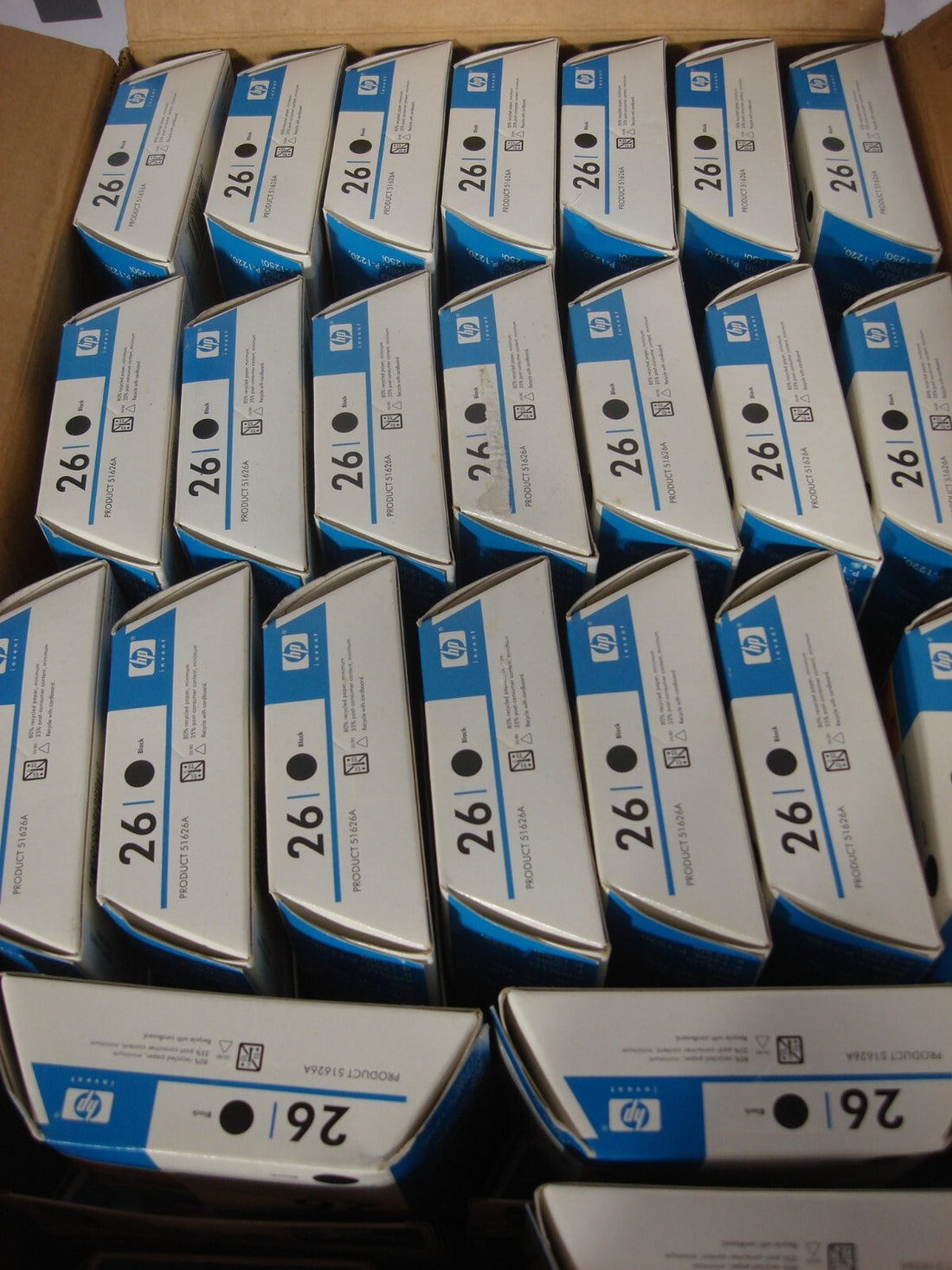 Lot of 49 Genuine OEM HP 26 Sealed Black Inkjet Ink Cartridges 51626A 2007