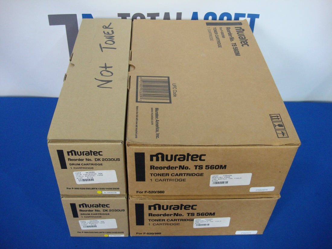 NEW SURPLUS GENUINE OEM MURATEC LOT OF 2 TS560M TONER DK2030US DRUM F- 520 F-560