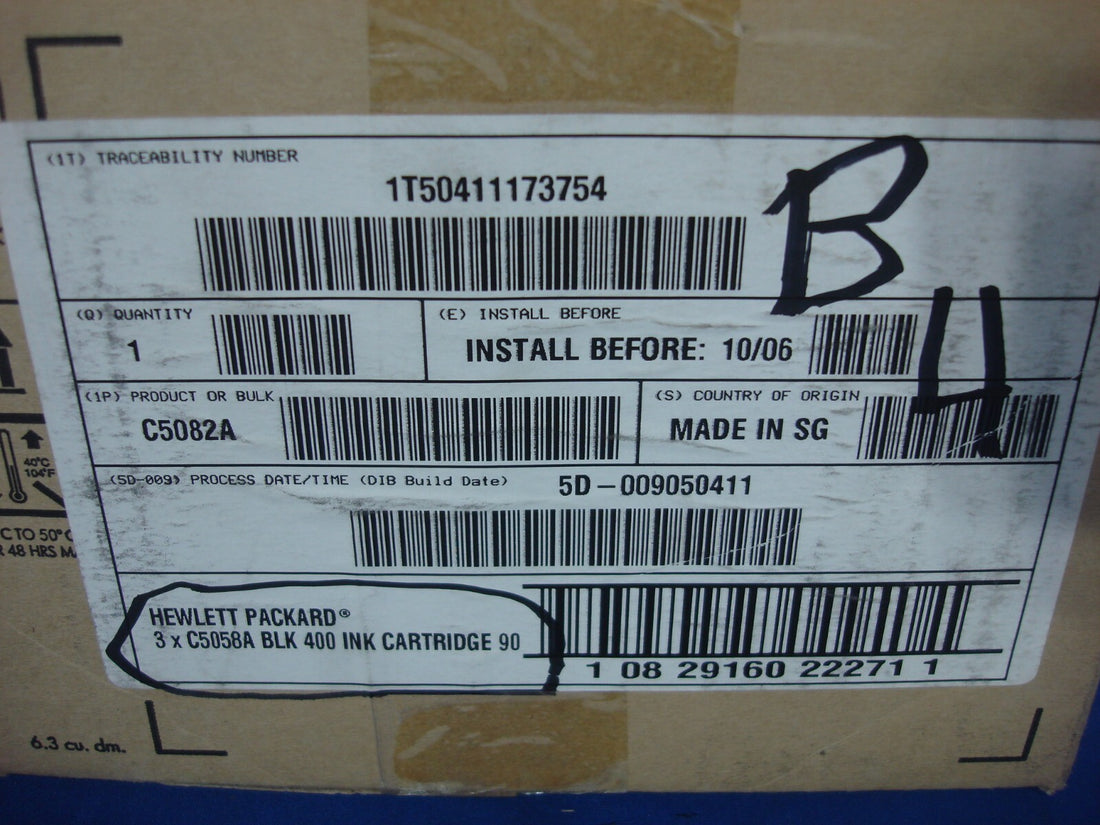 Lot of 3 Genuine HP 90 400ml Black Ink C5058A DesignJet 4020 4520 Bulk Pack 2007