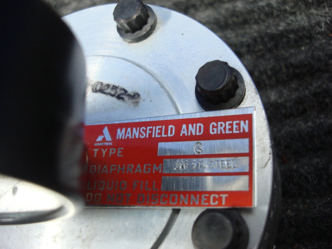 Ametek Mansfield and Green Type G 1,000 PSI Gauge 316 Stainless Steel Diaphragm