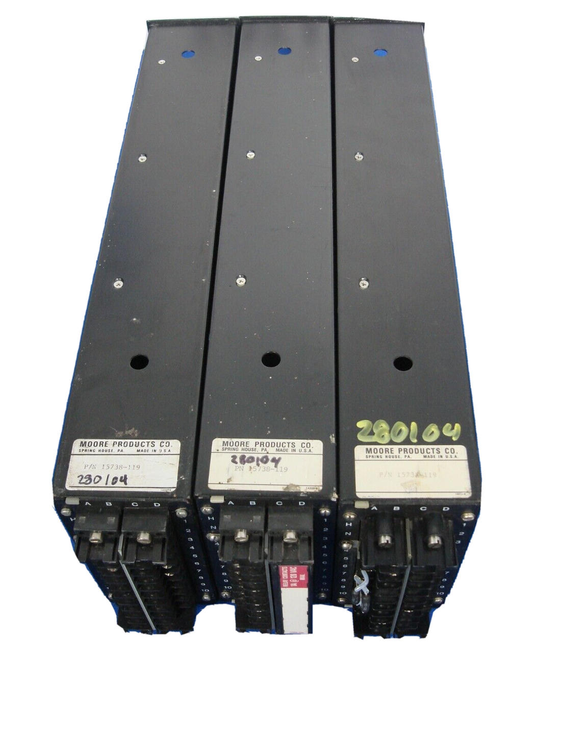 Lot of 3 Moore Products 15738-119 Digital Single Loop Controller Empty Chassis