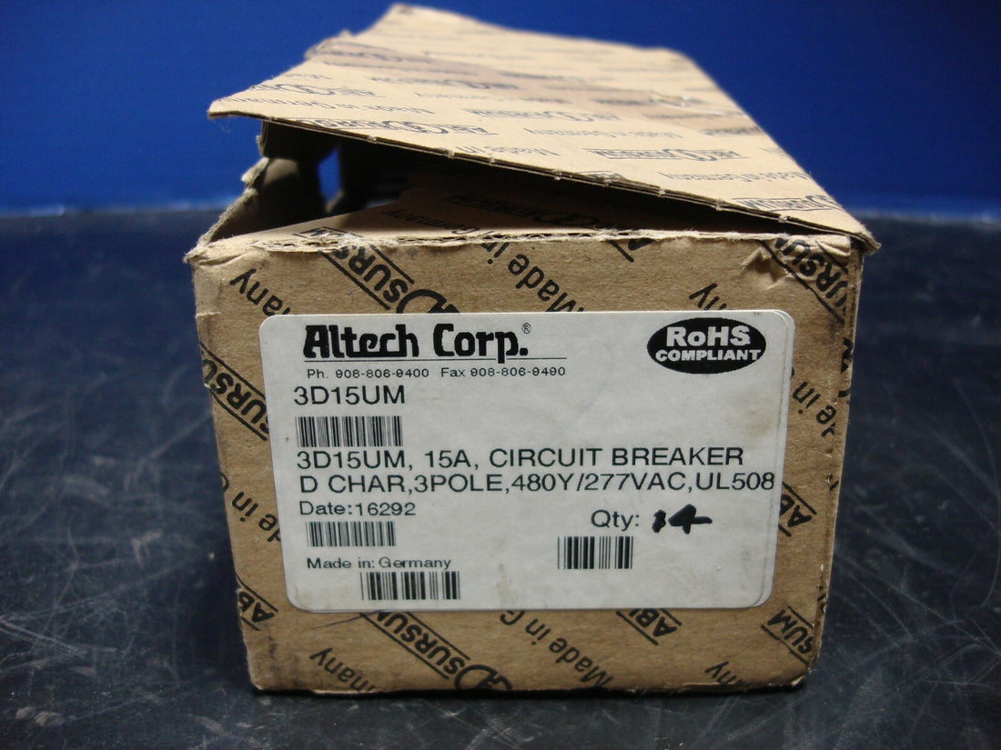 NEW LOT OF 3 ALTECH 3D15UM 15 AMP 3 POLE CIRCUIT BREAKER